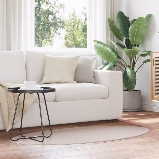 Berkfield Home Oval Non-slip Cotton Area Rug in Beige and Sand, W: 80 cm x L: 150 cm