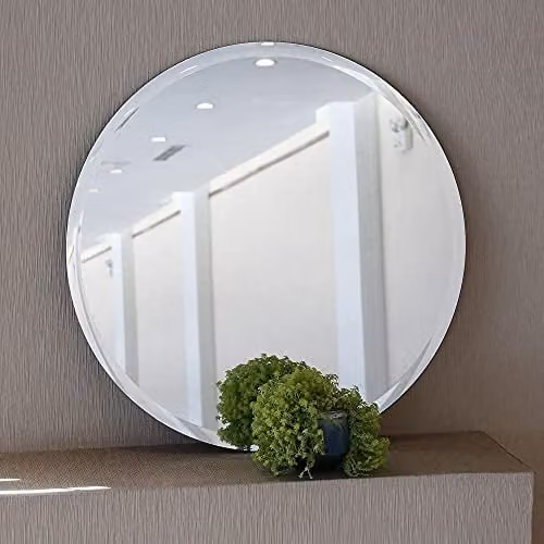 DEENZ Round LED Wall Mounted Mirror in Beige, W/D: 40 x 40 cm – 7