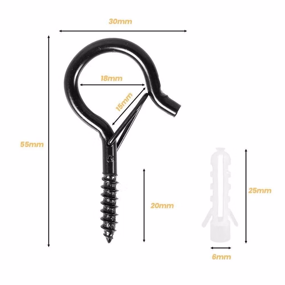 Kelvenix 50 Pack Black Stainless Steel Screw-in Q-Hanger Hooks for Outdoor Use – 2