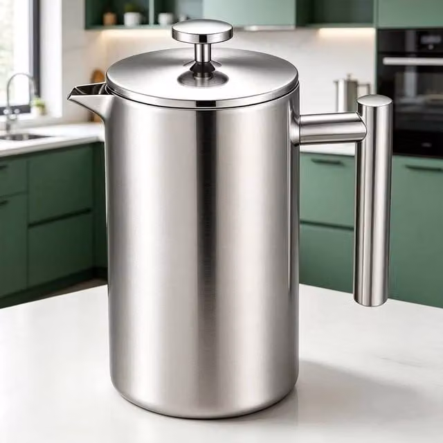 EONLION Stainless Steel French Press Coffee and Tea Filter Maker, Silver, 600ml – 1