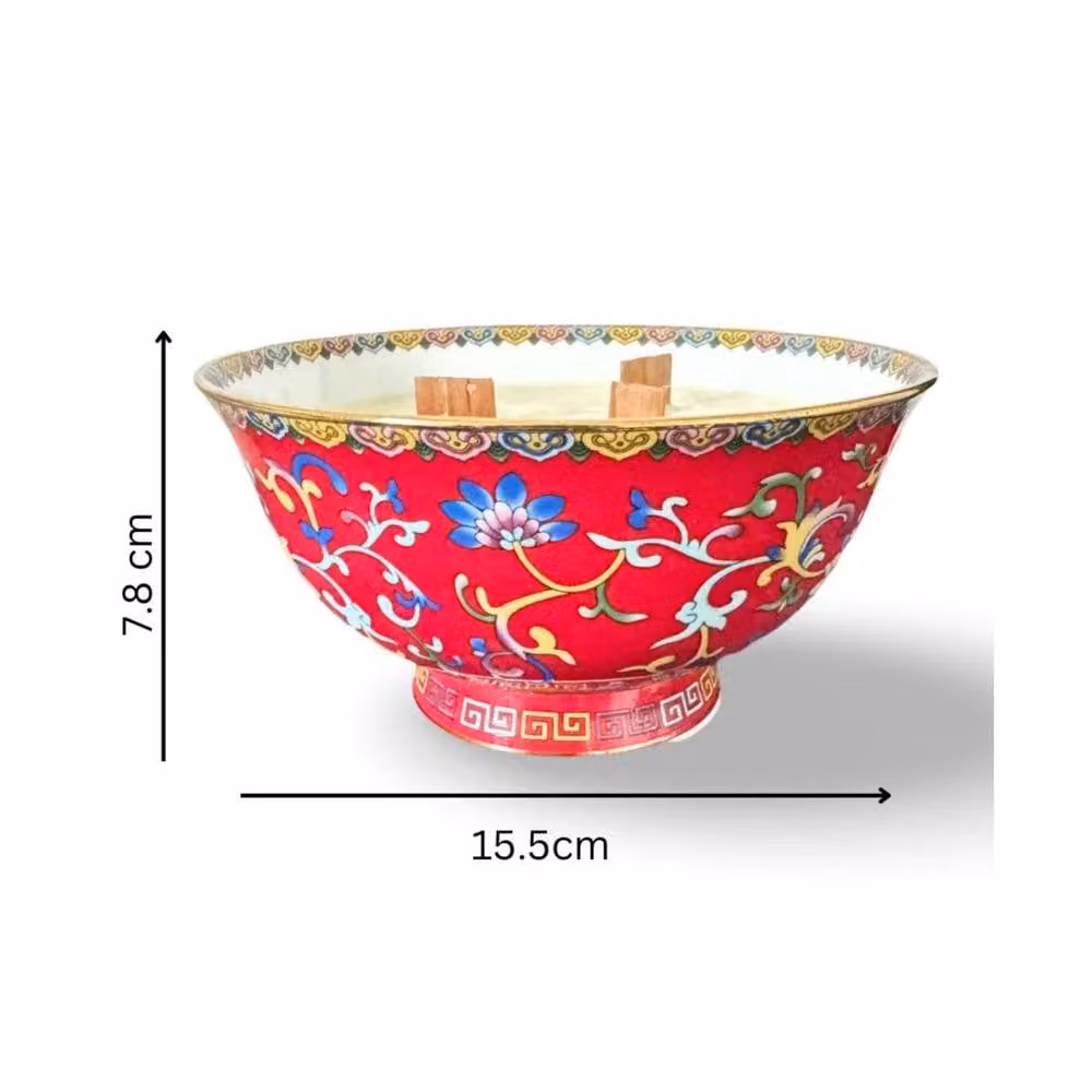 Candle Up Red Oriental Bowl Candle in Multicolour – 2
