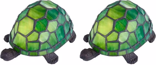First Choice Lighting Bertie Set of 2 Green Tiffany Tortoise Glass Table Lamps – 1