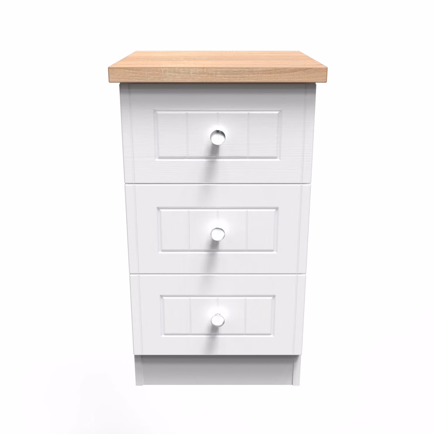 2 U Norton 3 Drawer Bedside Cabinet in White, Ready Assembled – 2