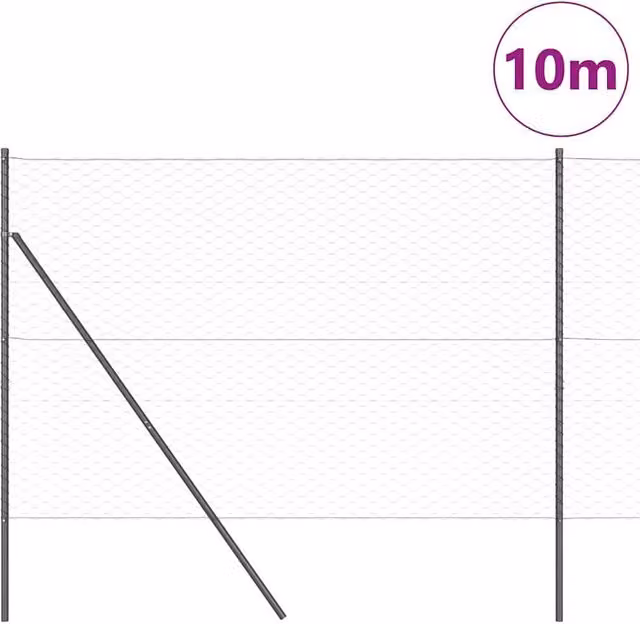 Berkfield Home Grey Steel Hexagon Fence, H: 1.6 m x W: 10 m