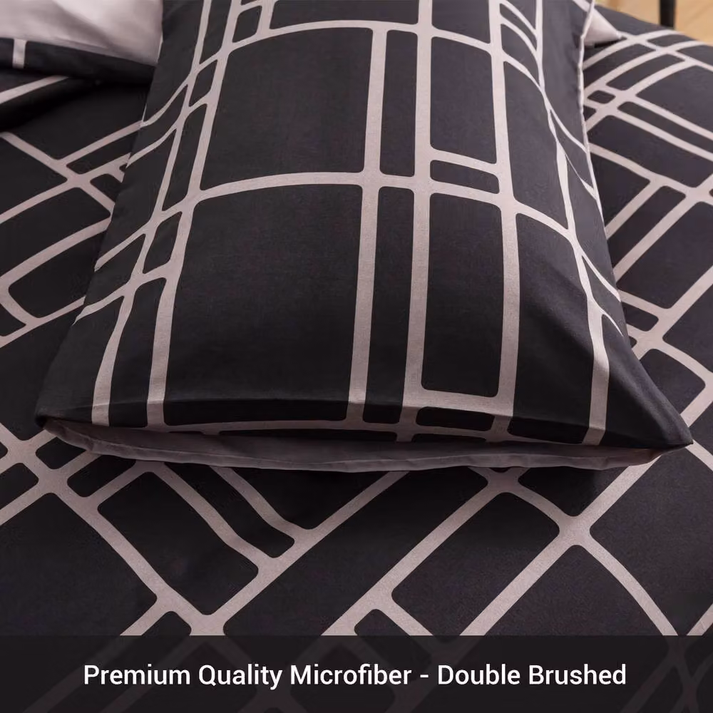 Pamposh Super King Double Brushed Microfibre Duvet Cover Set in Light Brown with Zipper Closure – 7