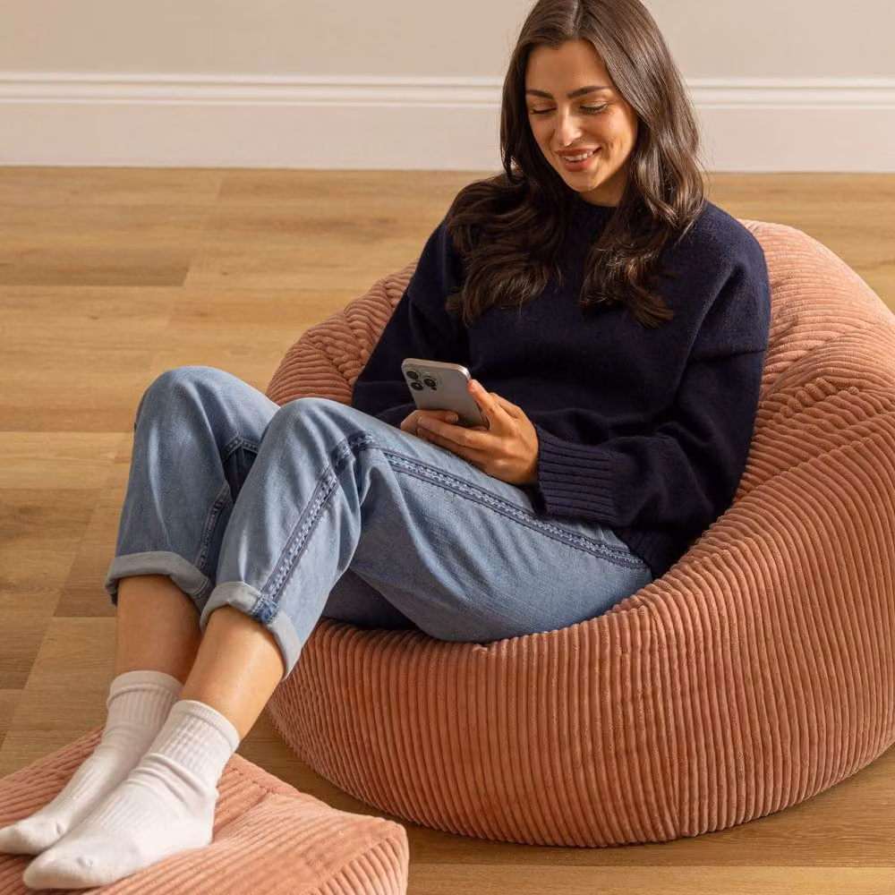 ICON Kingston Bean Bag and Footstool Jumbo Cord Bundle in Light Pink – 3