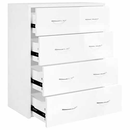 vidaXL Modern Glossy White Sideboard with 4 Drawers, W/D/H: 60 x 30.5 x 71 cm