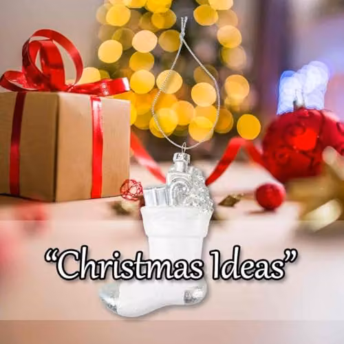 VFM e-Store Silver and White Glass Stocking Christmas Tree Hanging Ornament, Height: 13.5 cm – 5