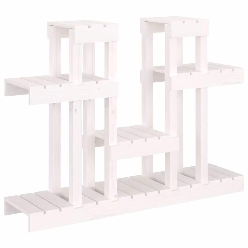 Berkfield Home White Solid Wood Pine Plant Stand, W: 104.5 cm, D: 25 cm, H: 77.5 cm – 2