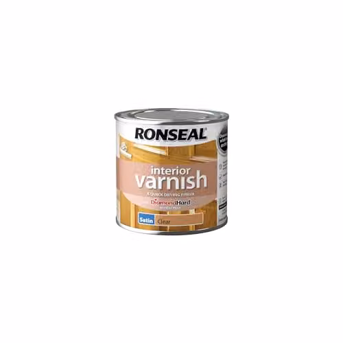 Ronseal Quick Dry Satin Clear Water Based Interior Wood Varnish, 250 ml – 1