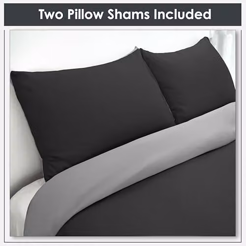 Emma Barclay Lyla Reversible Microfibre Duvet Cover and Pillowcase Set in Black and Grey, W/D/H: 140 x 200 cm – 2