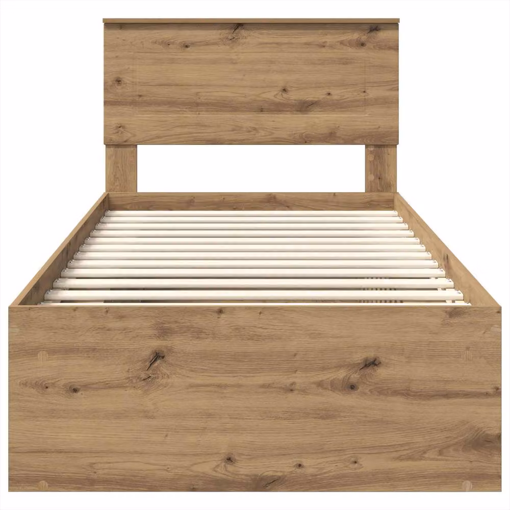 Berkfield Home Artisan Oak Bed Frame in Brown, W/D/H: 90 x 200 cm – 3