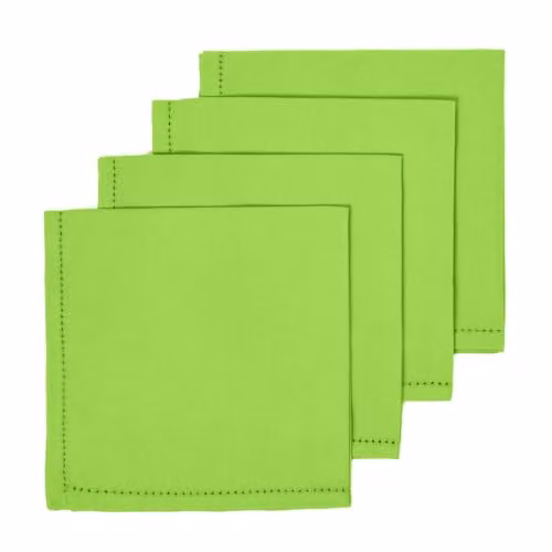 Homescapes Plain Green Cotton Napkins, Set of 4, W/D/H: 45 x 45 x 45 cm