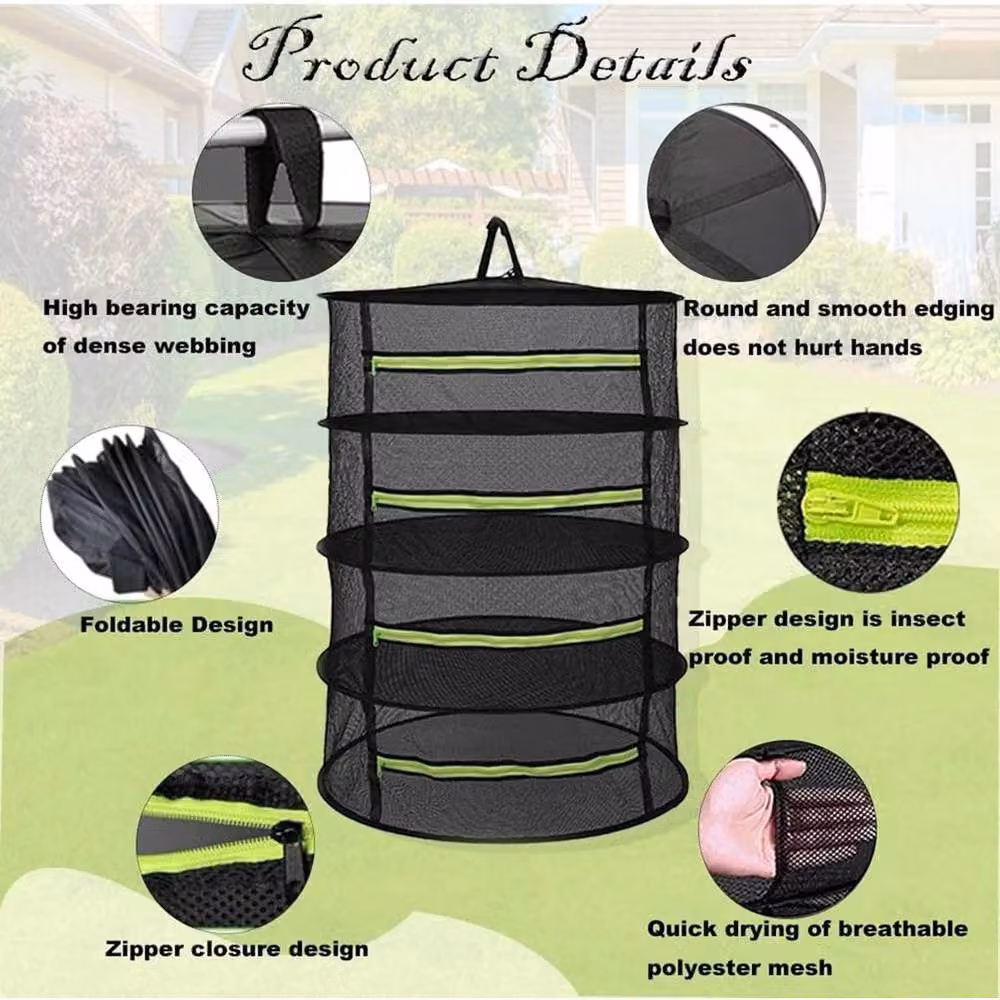 Havendro 4 Layer Hanging Herb Drying Mesh Net Bag in Black – 5