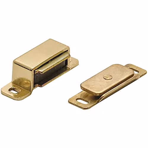Loops Magnetic Cupboard Door Catch in Brass with 37mm Fixing Centres and 6kg Pull