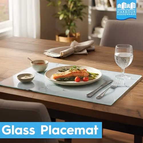 Harbour Housewares Black Rectangular Glass Placemats, Pack of 6, W: 30 cm, D: 20 cm – 3