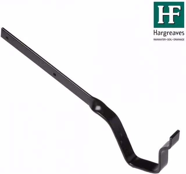 Hargreaves Premier Cast Iron Moulded Ogee Gutter Side Rafter Bracket, 125mm, Galvanised Black Painted
