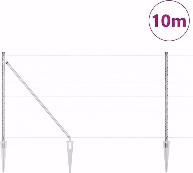Berkfield Home Hexagon Fence in Silver Galvanised Steel, H: 140 cm, W: 10 m – 1