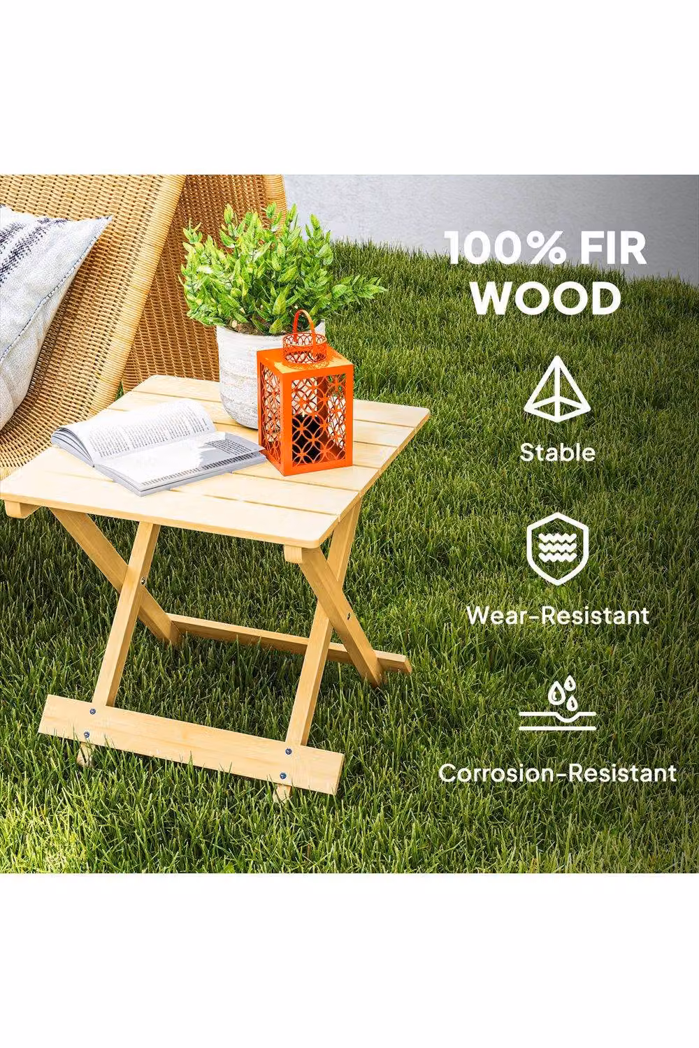 ERGOVEXA Brown Wooden Foldable Outdoor Coffee Table with Square Folding Top – 2