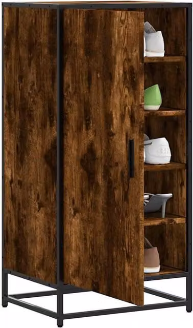 Berkfield Home Smoked Oak Shoe Rack in Brown, W/D/H: 48 x 38 x 97.5 cm