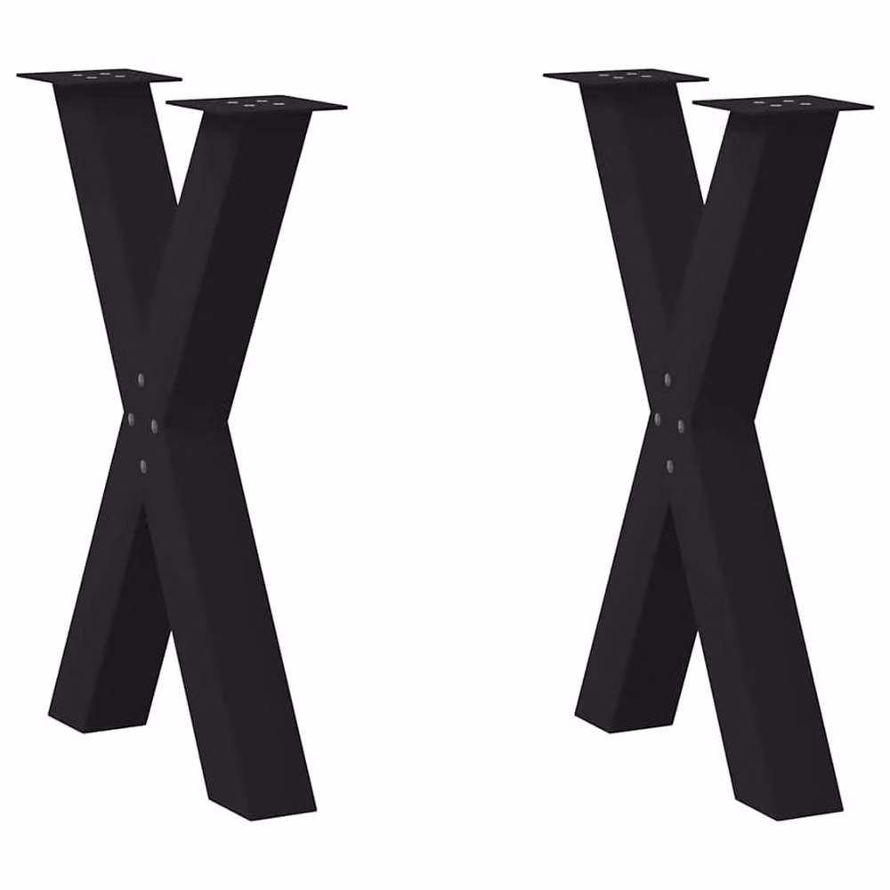 Berkfield Home Modern X-Shaped Dining Table Legs, 2 Piece Black Steel Set, W: 60 cm, H: 72.5 cm – 2