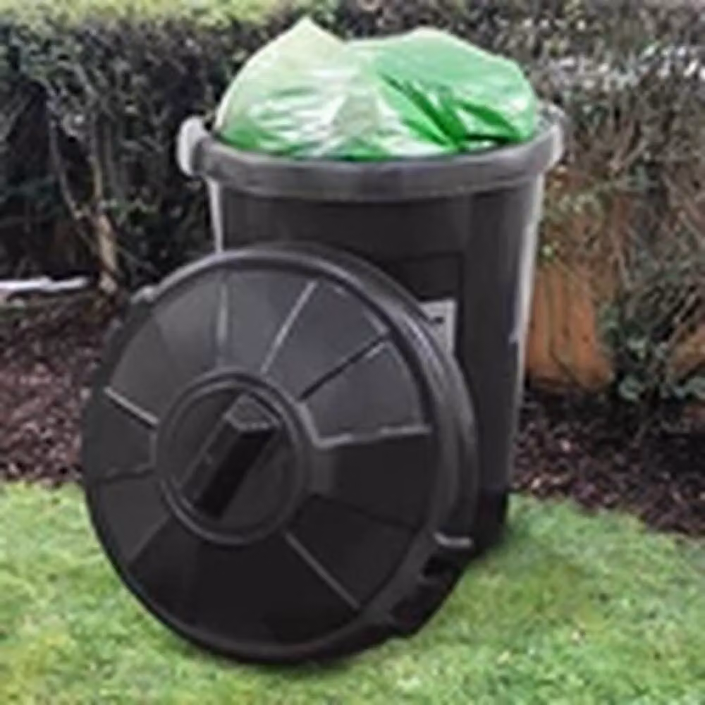 Havendro 80L Plastic Round Rubbish Bin with Flip Lid, Black, H: 70 cm, W: 54 cm, D: 52 cm – 2