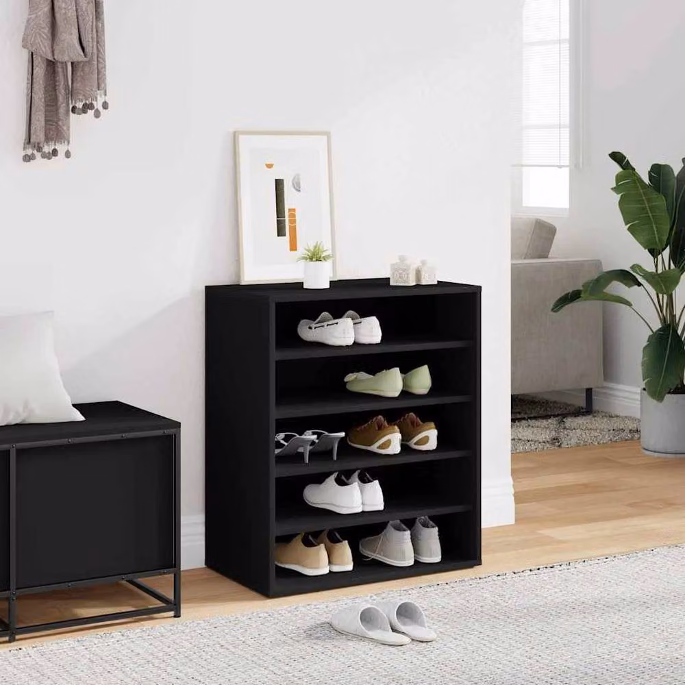 Berkfield Home Modern Black Shoe Cabinet with Internal Flat Shelves, W/D/H: 60 x 35 x 70 cm – 2