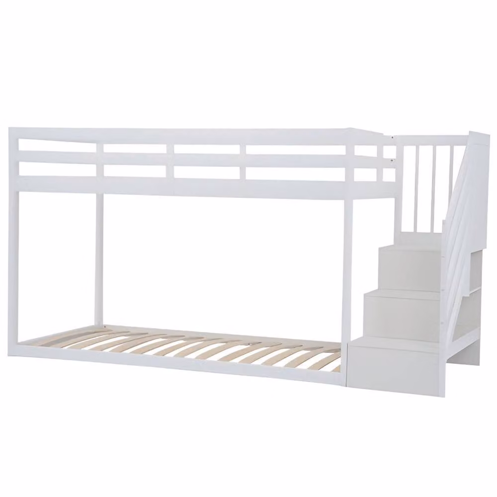 Nöa and Nani Nia Single Bunk Bed with Storage Staircase in White – 2