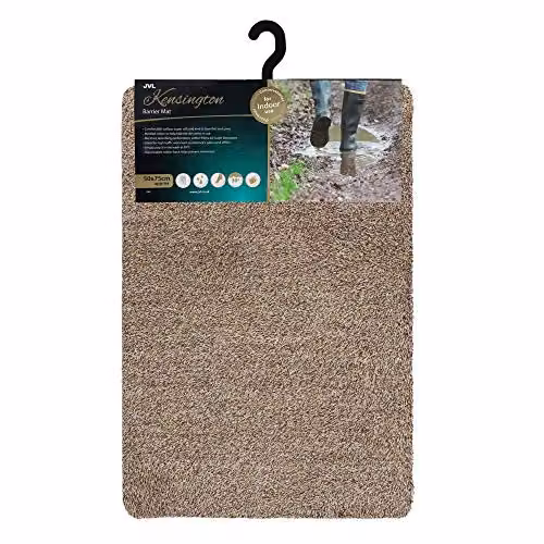 JVL Kensington Machine Washable Non-Slip Barrier Doormat, Brown, W: 50 cm, D: 75 cm