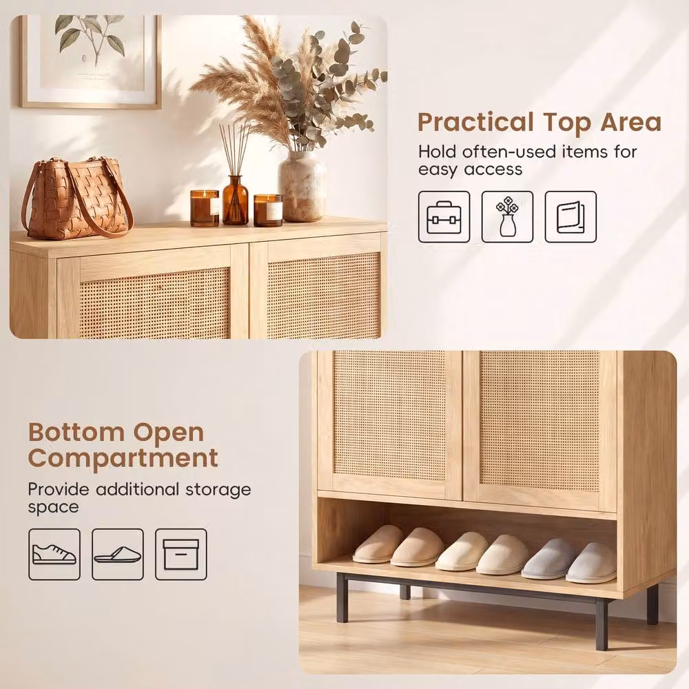 Costway 6-Tier Rattan Wooden Shoe Cabinet and Organizer in Natural Sand – 3