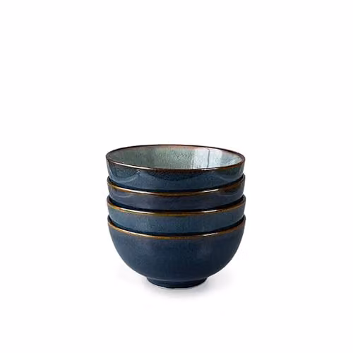 Upper Street Stavanger Blue Reactive Glaze Ceramic Cereal Bowls Set of 4, Diameter: 15 cm