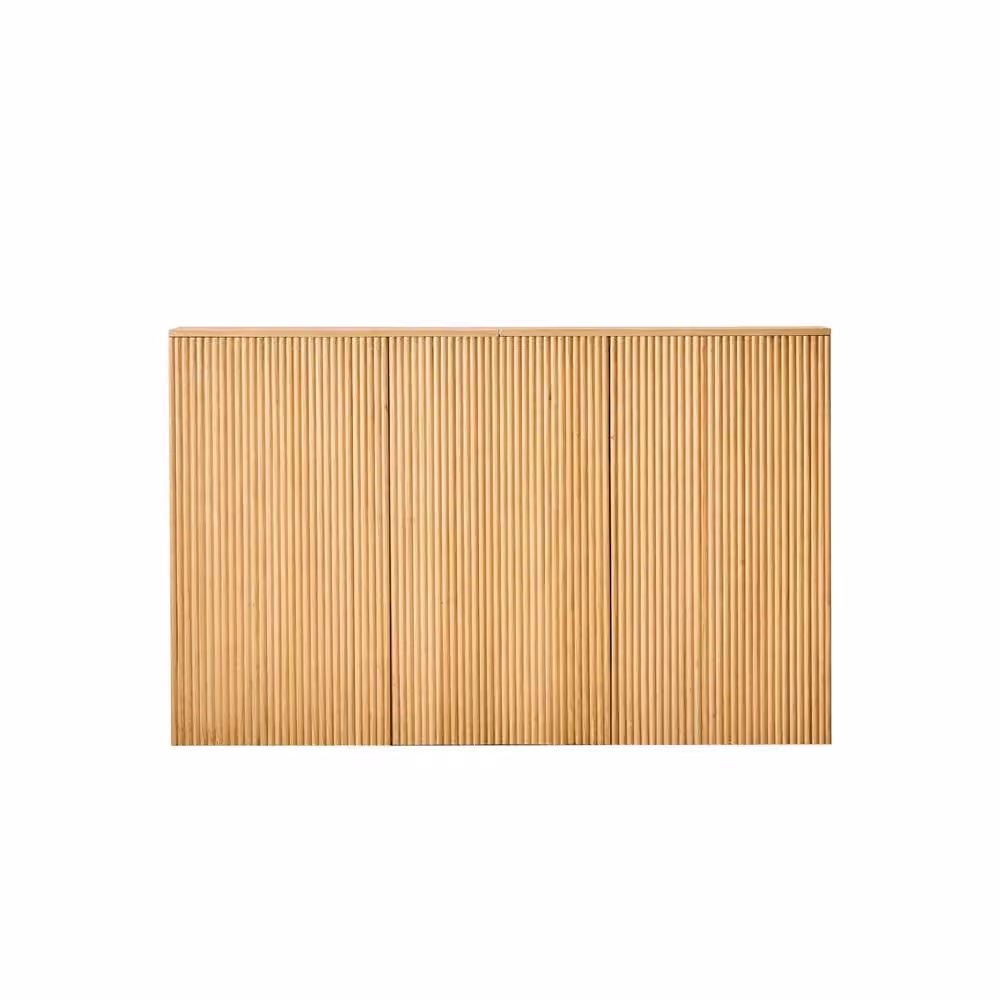 ESLOV Scandinavian Solid Beech Wood Headboard with Integrated Bedside Shelf in Brown, Width: 160 cm – 2