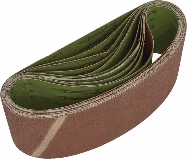 Loops 10 Pack 80 Grit Aluminium Oxide Sanding Belts for Wood, W/D/H: 610 x 100 mm, Brown/Multicolour