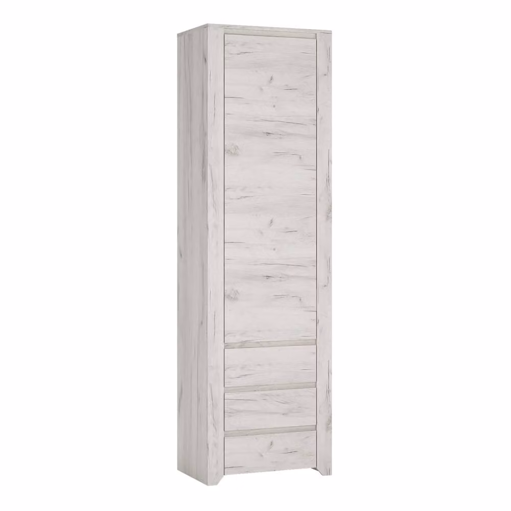 Wyld Haus Norwich Tall Narrow Cupboard in Aged Soft Grey Oak Veneer, H 190.5 x W 40.0 x D 56.0 cm – 2