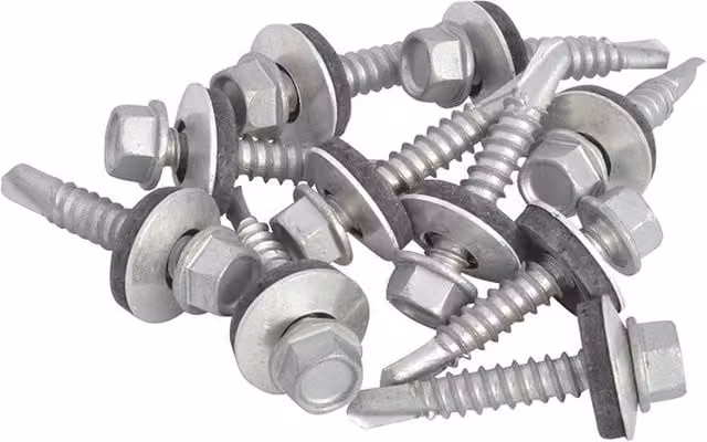 Forgefix Techfast Heavy Section Hex Self-drilling Galvanised Steel Screws, Silver