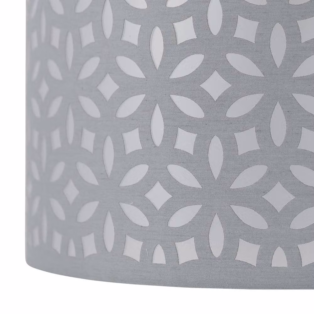 First Choice Lighting Chrome Arched Table Lamp with Grey Laser Cut Shade in Silver – 2