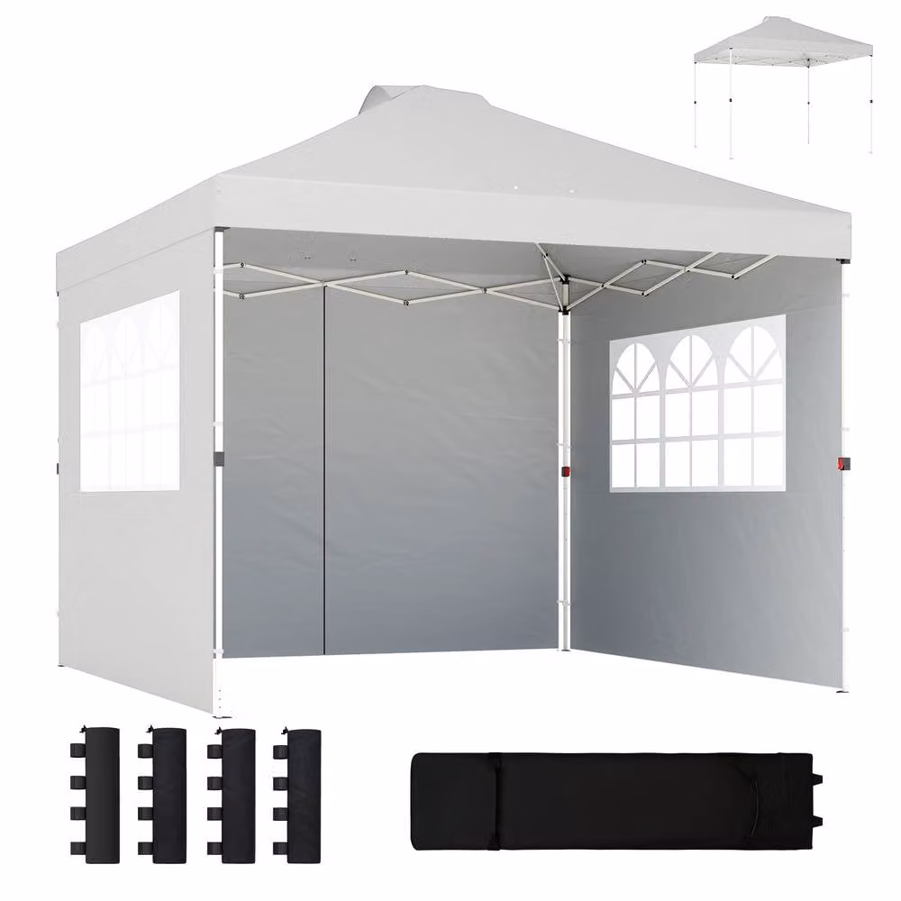 OUTSUNNY Waterproof Pop Up Canopy with UPF 50+ Protection, White, W/D: 300 x 300 cm – 2