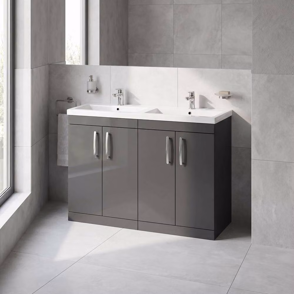 Balterley Millwich Contemporary 4 Door Gloss Grey Vanity Basin Unit, Width: 120 cm – 2