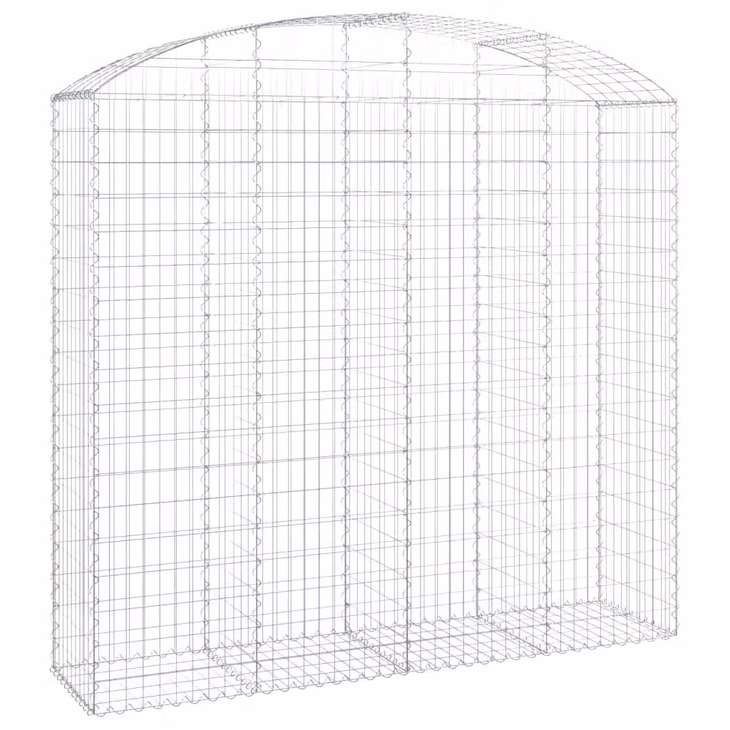 Berkfield Home Arched Gabion Basket in Silver Galvanised Steel, W: 200 cm, D: 50 cm, H: 180/200 cm