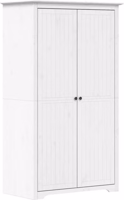 Berkfield Home BODO White Solid Wood Pine Wardrobe W/D/H: 101 x 52 x 176.5 cm