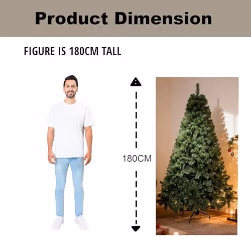 Shatchi 6ft Alaskan Pine Green Artificial Christmas Tree with 550 Tips – 4