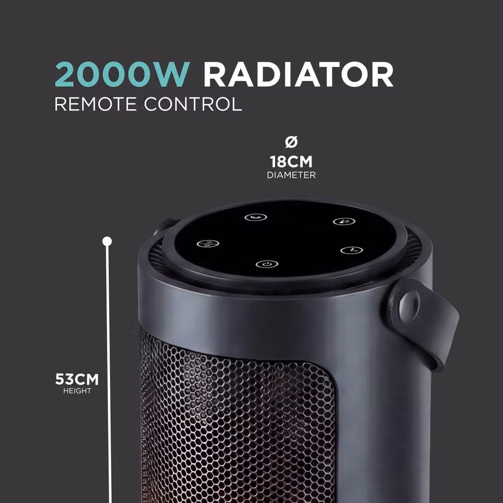 DMD Collective 20 inch Ceramic Fan Heater with Remote Control in Black – 2