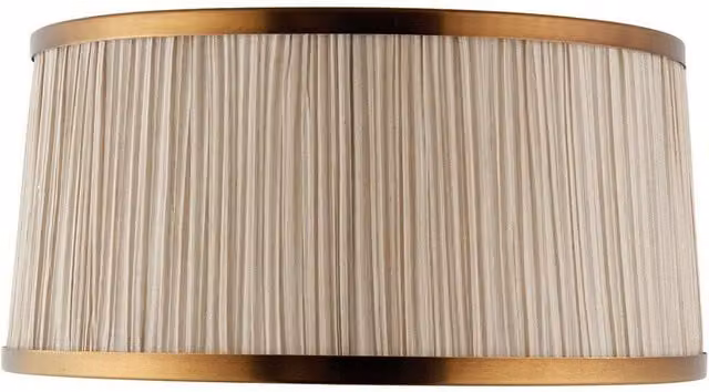 Loops Luxury Round Tapered Lamp Shade in Beige Pleated Organza Fabric with Antique Brass Finish