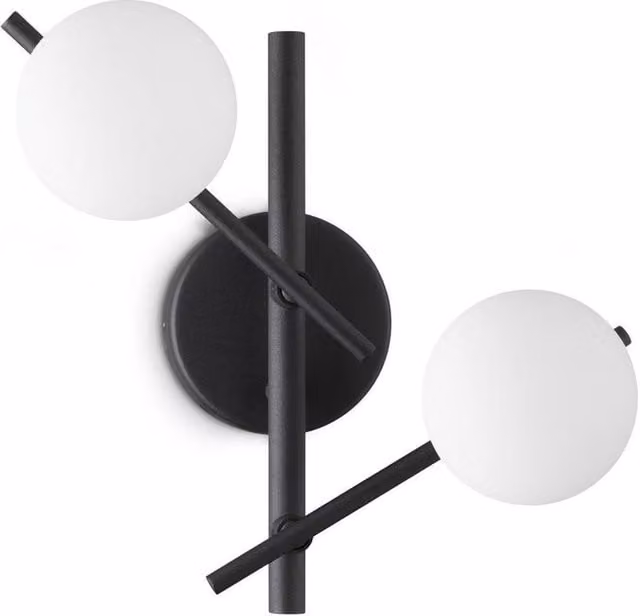 Netlighting Atlas Globe Wall Lights in Black with 2x G9 Glass Spheres
