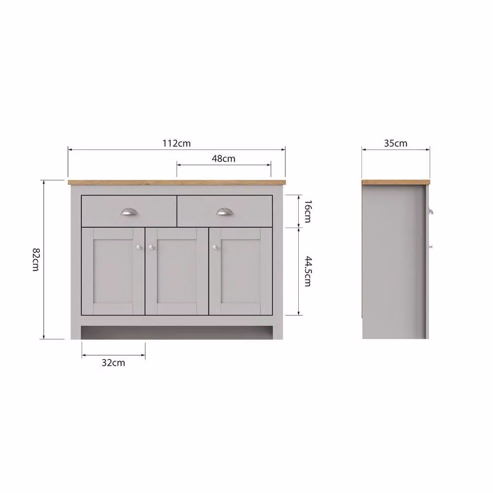 Timber Art Design Lisbon Sideboard with 3 Doors and 2 Drawers in Light Grey – 2