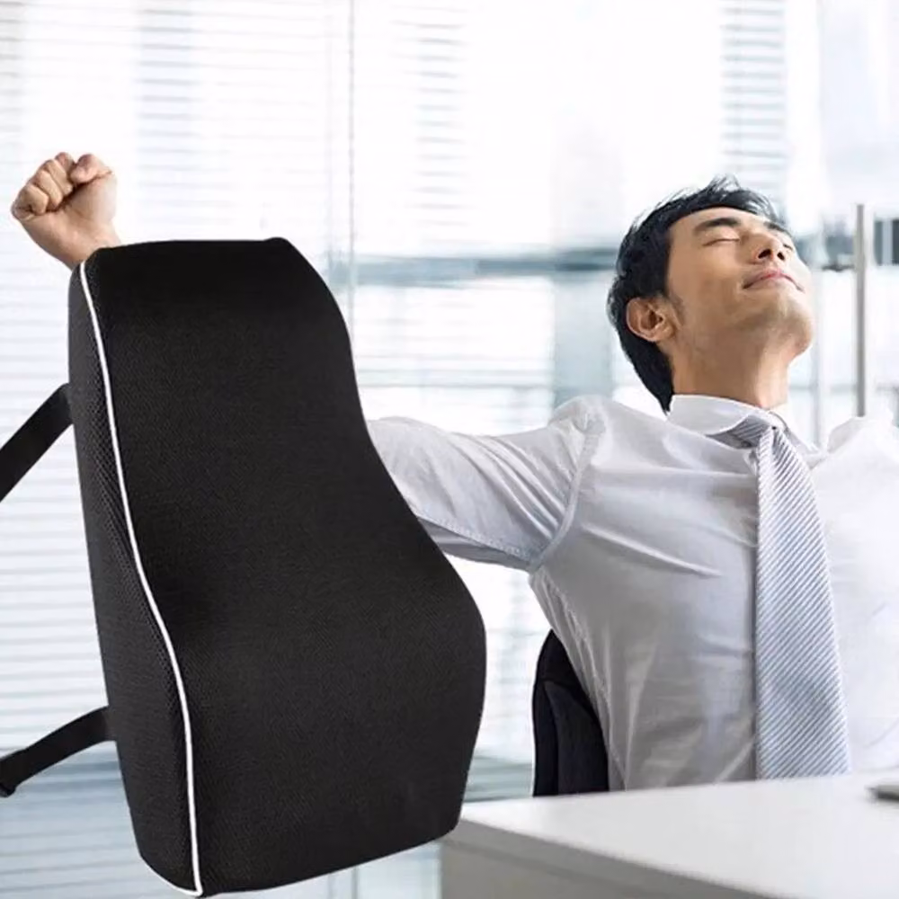 NESTLUNE Contoured Lumbar Back Support Cushion in Black, W: 100 cm x H: 190 cm – 2