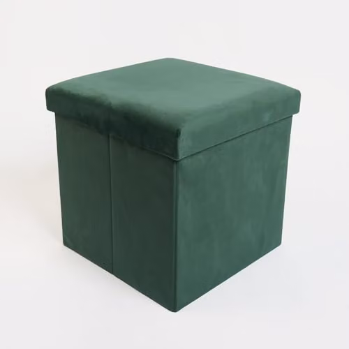 OHS Cube Storage Ottoman in Matte Green Velvet with Hidden Storage and Lid – 2