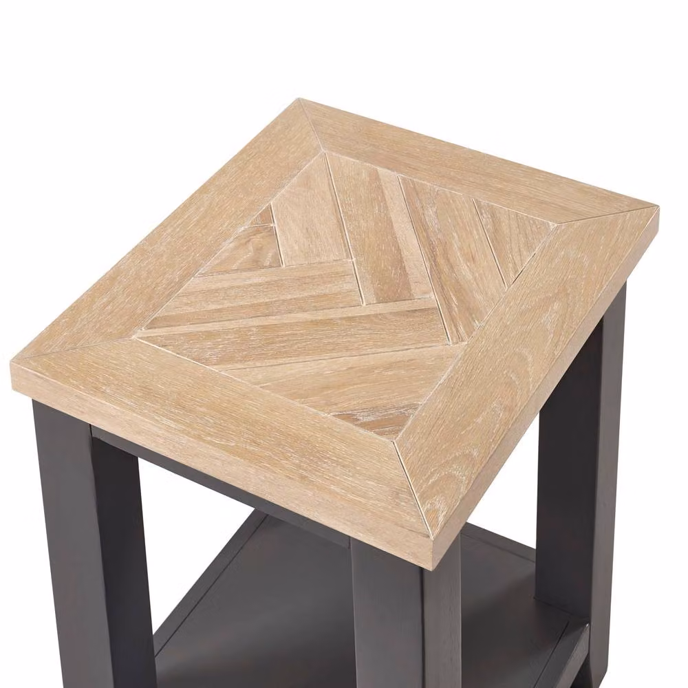 Cheshire Dunvegan Modern Square Lamp Table in Dark Grey and Oak – 3