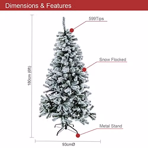 The Christmas Workshop 72069 Snowy Cone Fir Christmas Tree in White and Green, H 180 cm, W 93 cm, D 93 cm – 2