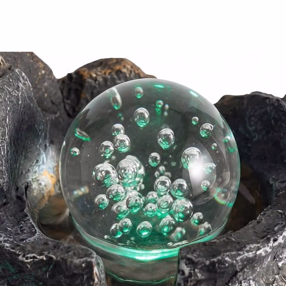 Spector Tabletop Indoor Water Feature with Rotating Glass Ball and LED Light in Grey – 5